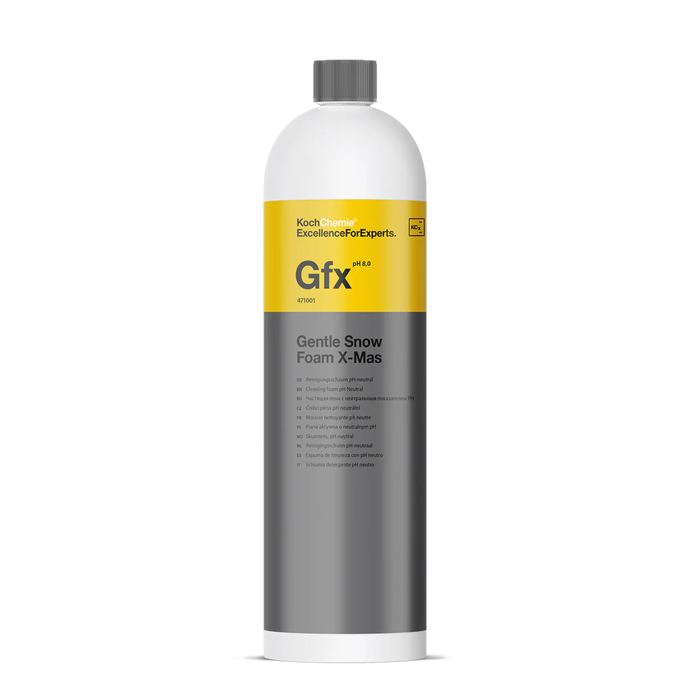 Koch GFX Gentle Snow Foam X-Mas - Высокопенная pH-нейтральная пена для предварительной и ручной мойки автомобиля. Кислотность (pH) 8,0 (1 л) – фото товара, автохимия для мойки и ухода за авто
