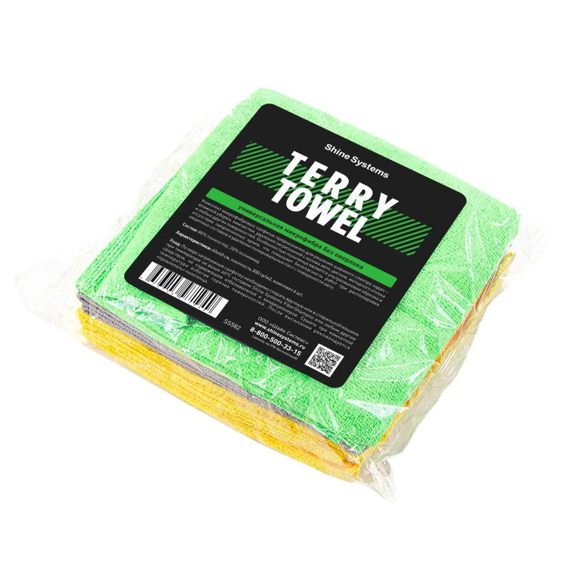 Shine Systems Terry Towel - универсальная микрофибра безоверлока 40*40см, 6 шт